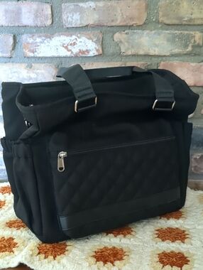 Quilted Black Oversized Very Large Insulated Lunch Bag